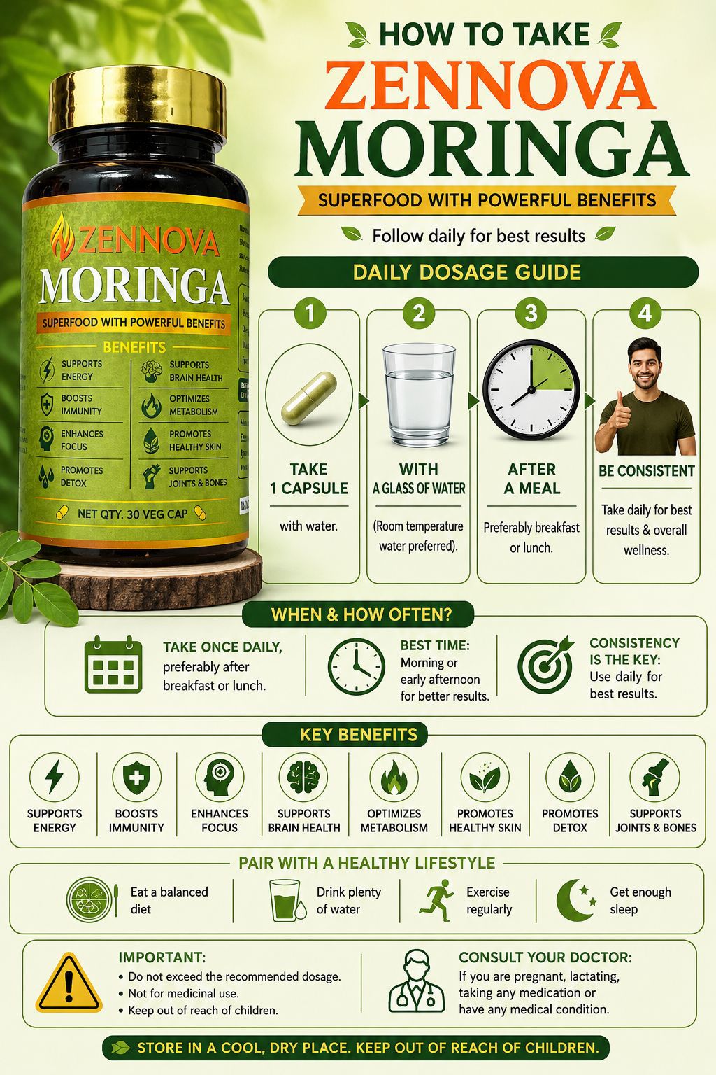 Moringa — Green Superfood Capsules