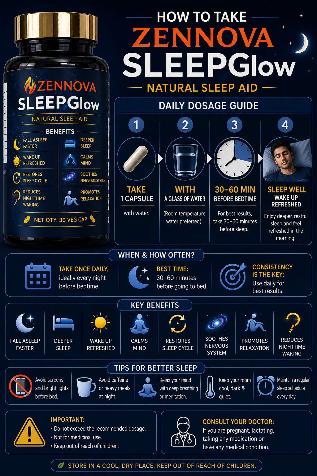SleepGlow — Natural Sleep & Relaxation Capsules